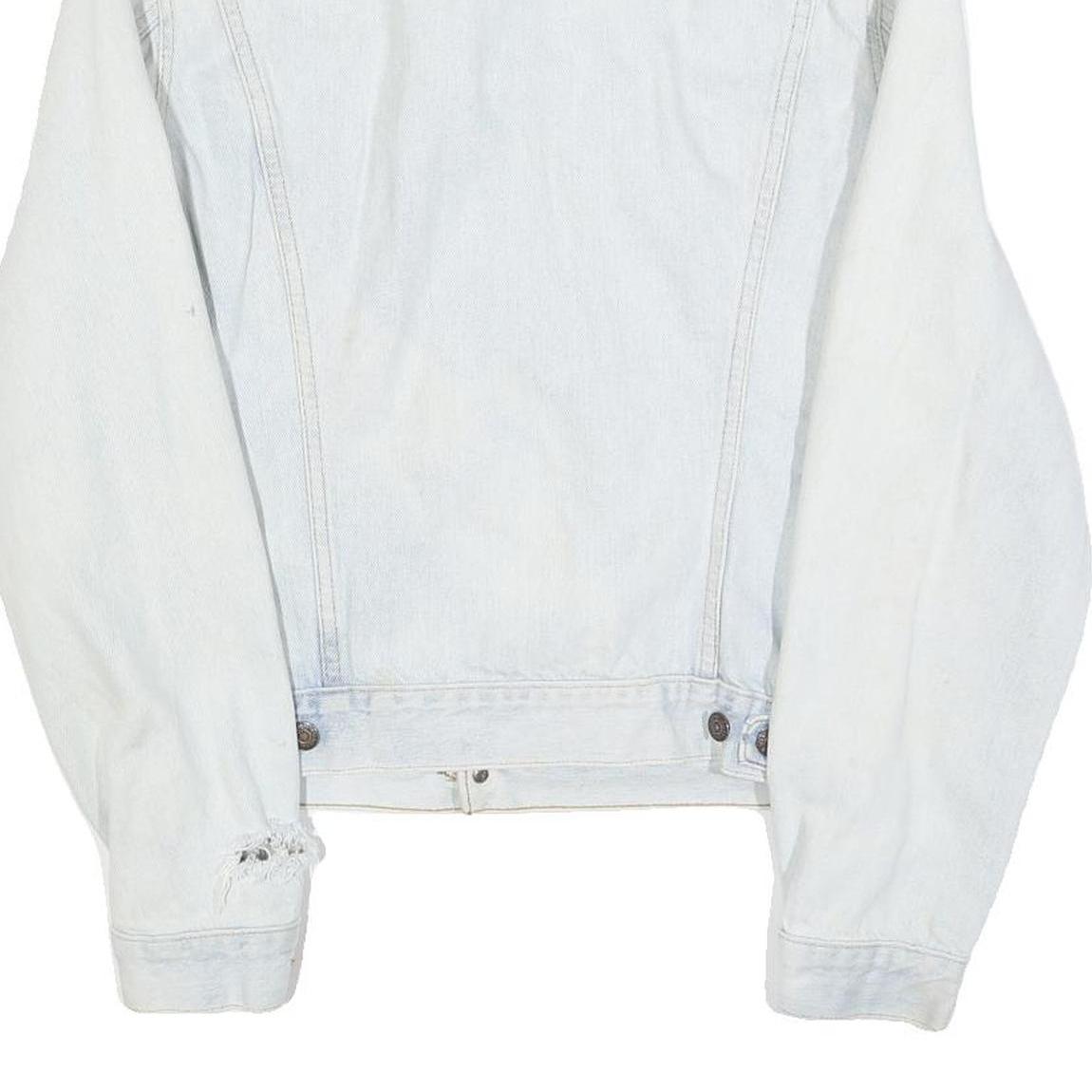LEVI'S Womens White Denim Cotton Jacket XS Button Front Classic Fit Distressed