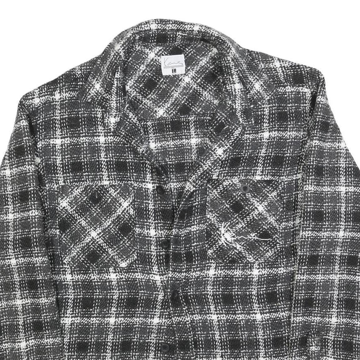 KARL KANI Mens Black & White Plaid Cotton Blend Button Jacket L Woven Casual