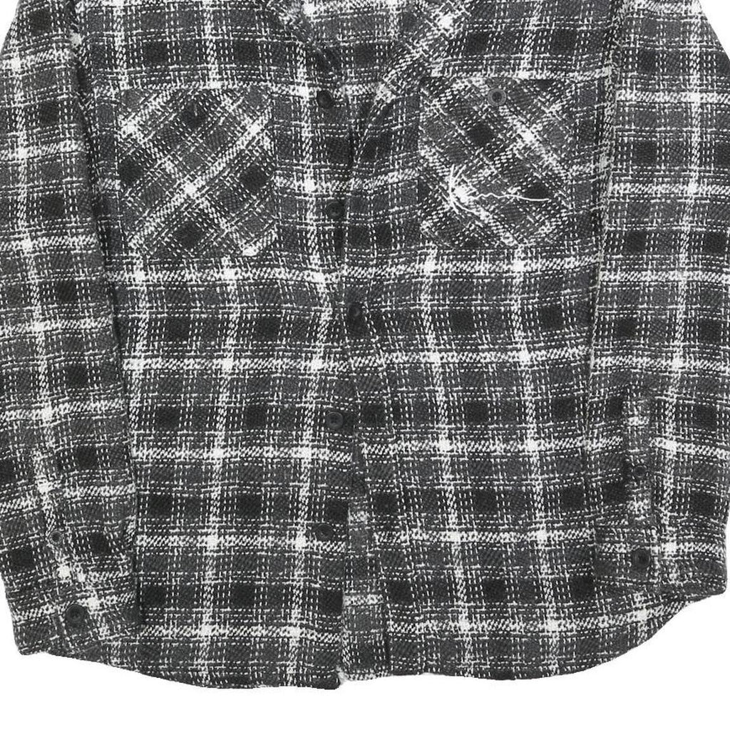 KARL KANI Mens Black & White Plaid Cotton Blend Button Jacket L Woven Casual