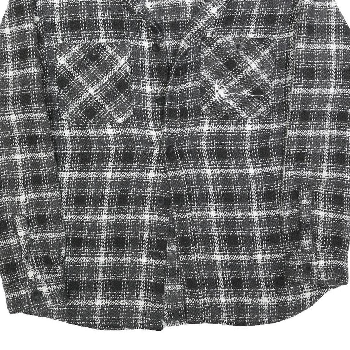 KARL KANI Mens Black & White Plaid Cotton Blend Button Jacket L Woven Casual