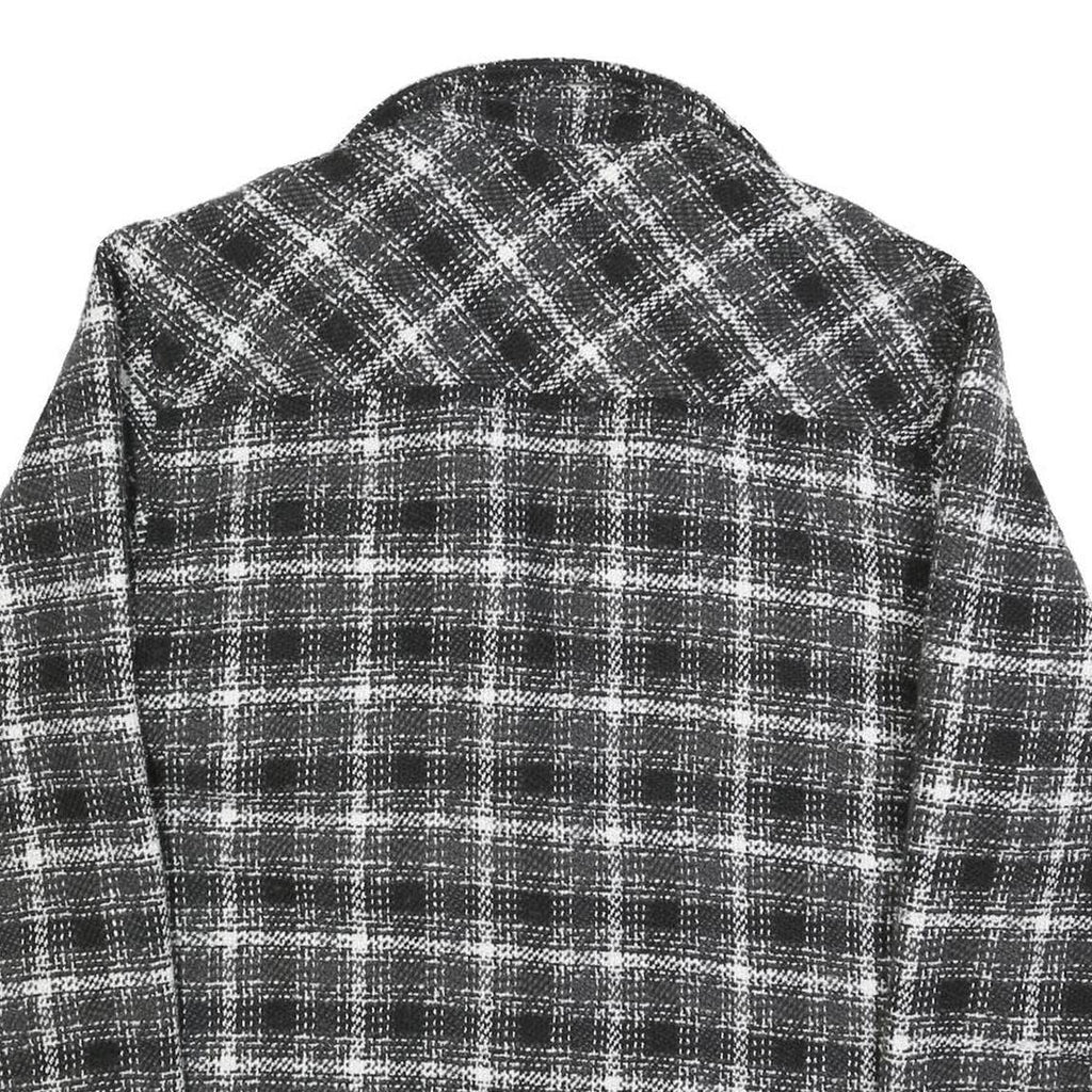 KARL KANI Mens Black & White Plaid Cotton Blend Button Jacket L Woven Casual