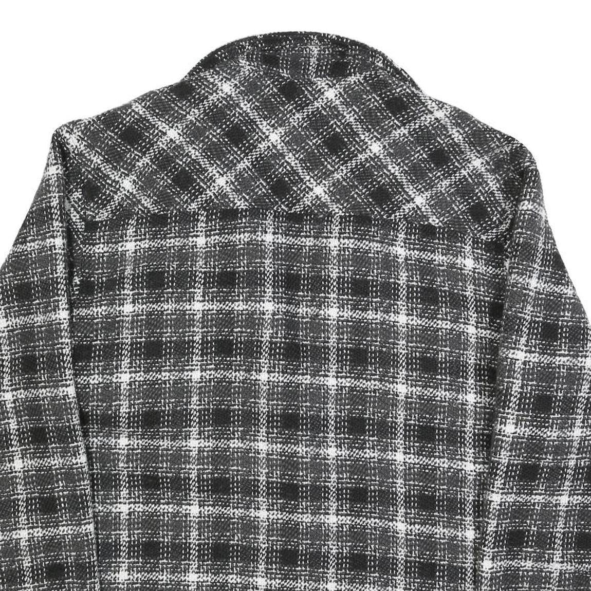 KARL KANI Mens Black & White Plaid Cotton Blend Button Jacket L Woven Casual