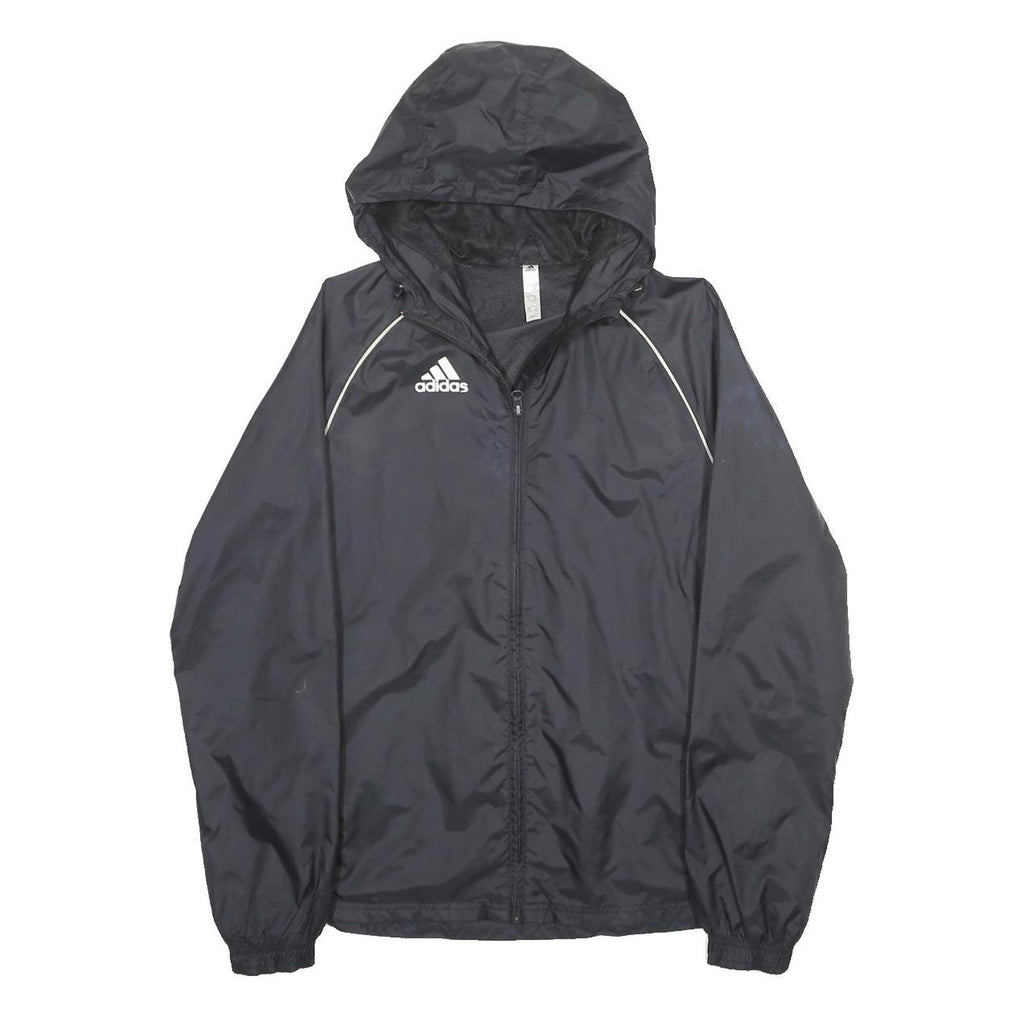 ADIDAS Mens Black Zip Hooded Jacket XL Polyester Plain Sportswear