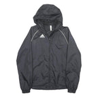 ADIDAS Mens Black Zip Hooded Jacket XL Polyester Plain Sportswear
