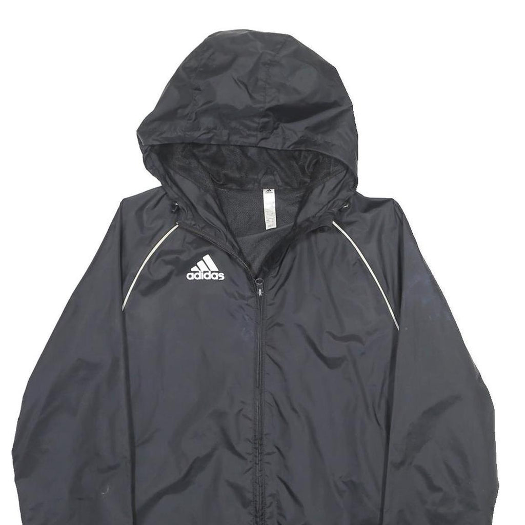 ADIDAS Mens Black Zip Hooded Jacket XL Polyester Plain Sportswear