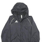 ADIDAS Mens Black Zip Hooded Jacket XL Polyester Plain Sportswear