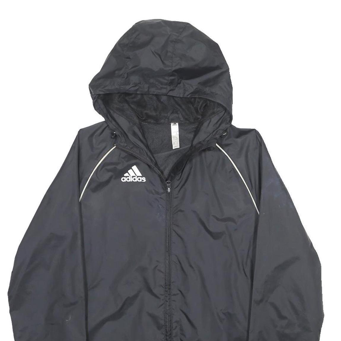 ADIDAS Mens Black Zip Hooded Jacket XL Polyester Plain Sportswear
