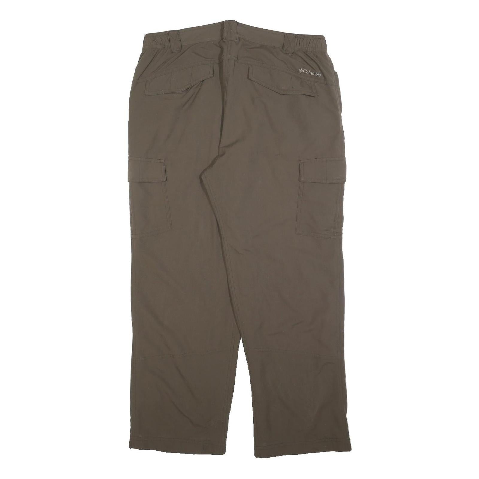 COLUMBIA Lined Womens Brown Regular Cargo Trousers W35 L29 Outdoor Zip Pocket