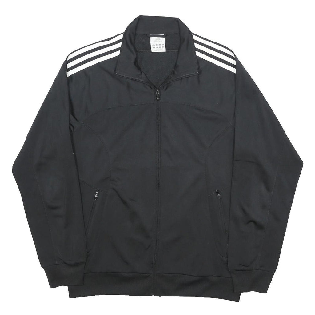 ADIDAS Mens Black & White Logo Zip Jacket M Polyester Track Sportswear
