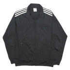 ADIDAS Mens Black & White Logo Zip Jacket M Polyester Track Sportswear