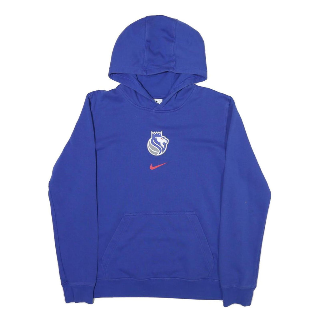 NIKE Mens Blue Hoodie XL Cotton Blend Pullover Swoosh Logo Casual Wear