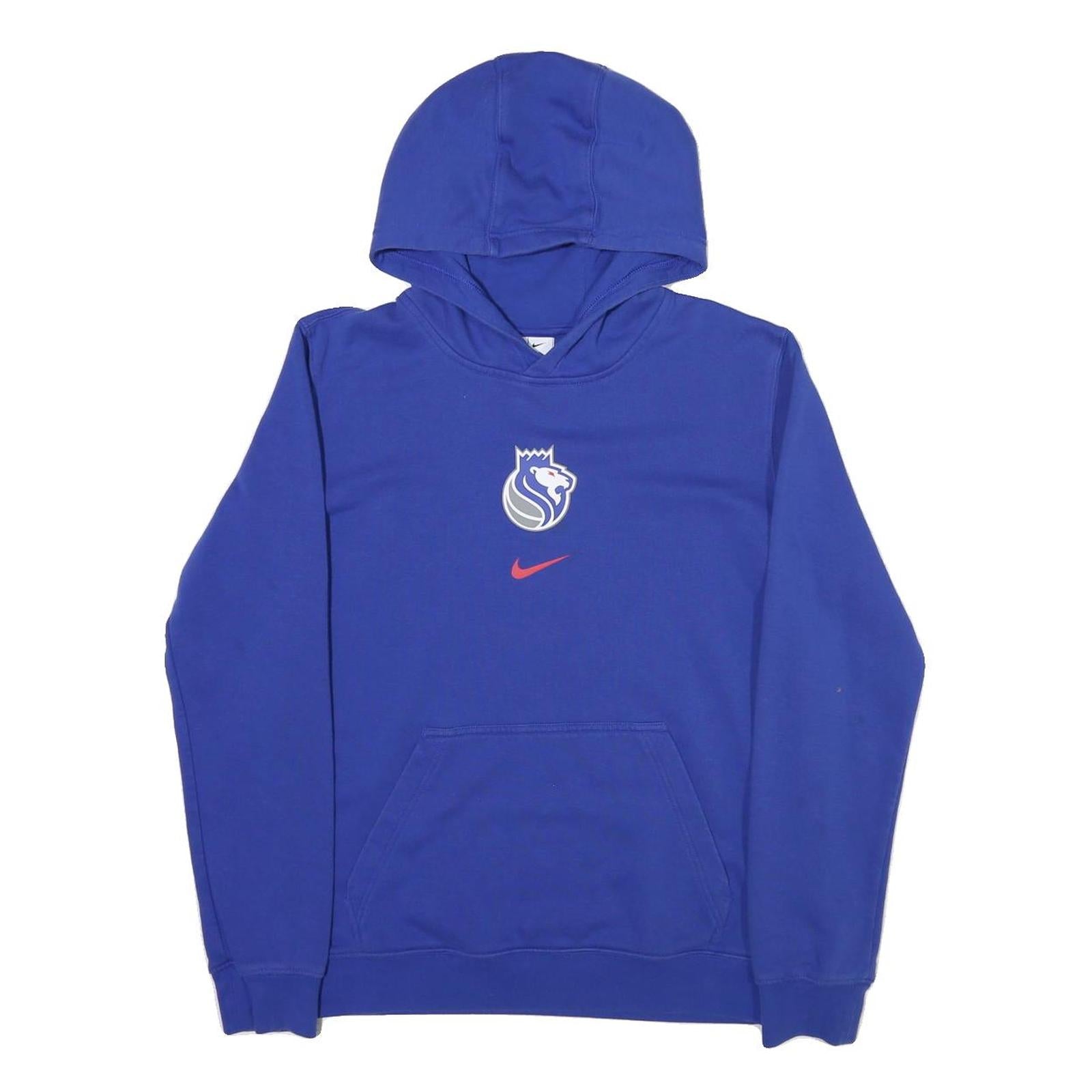 NIKE Mens Blue Hoodie XL Cotton Blend Pullover Swoosh Logo Casual Wear