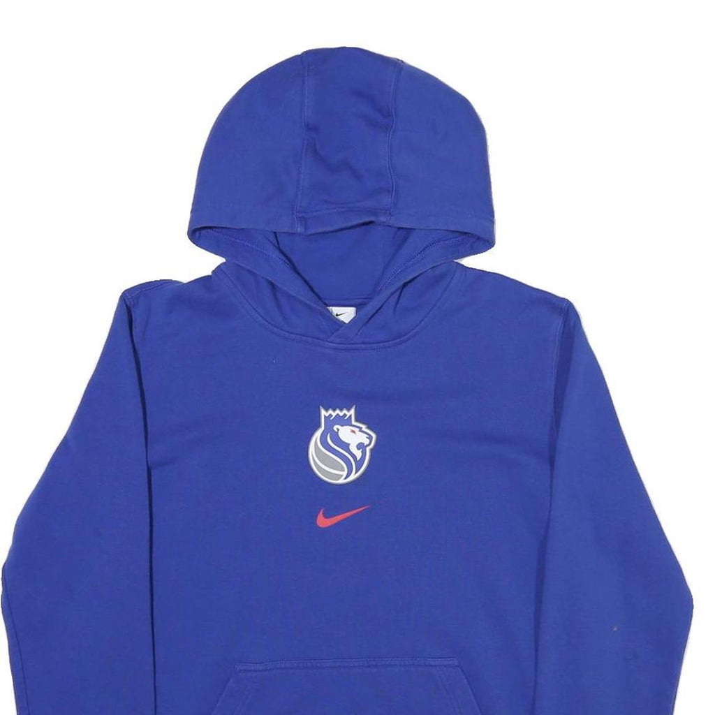 NIKE Mens Blue Hoodie XL Cotton Blend Pullover Swoosh Logo Casual Wear