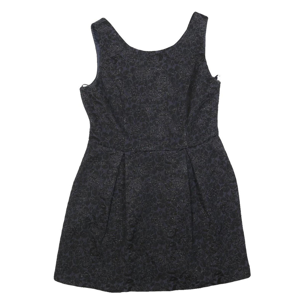 MONSOON Womens Black Glitter Floral Sleeveless Mini Dress Polyester Blend UK 12