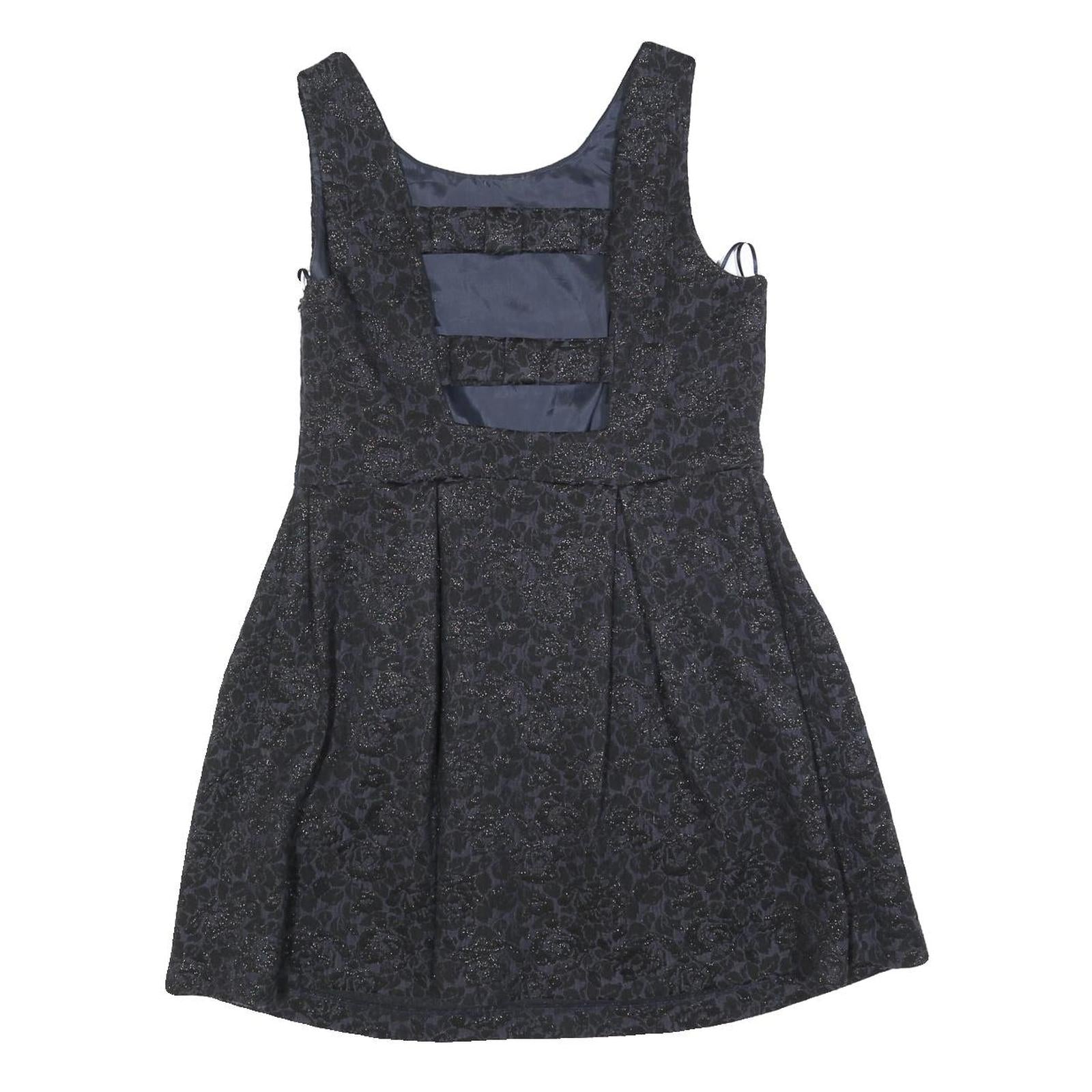 MONSOON Womens Black Glitter Floral Sleeveless Mini Dress Polyester Blend UK 12