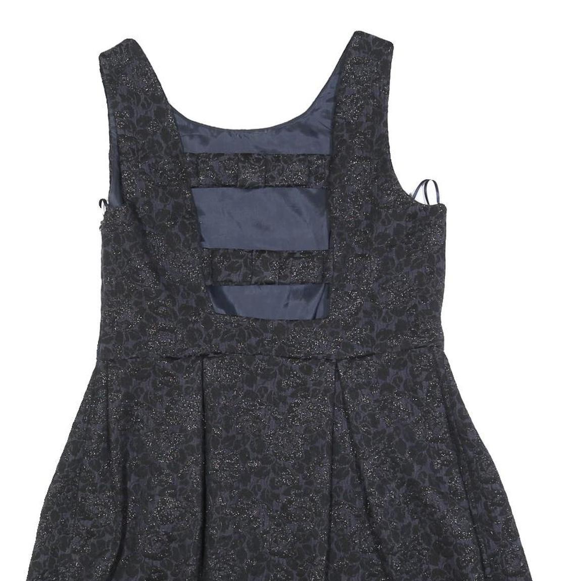 MONSOON Womens Black Glitter Floral Sleeveless Mini Dress Polyester Blend UK 12