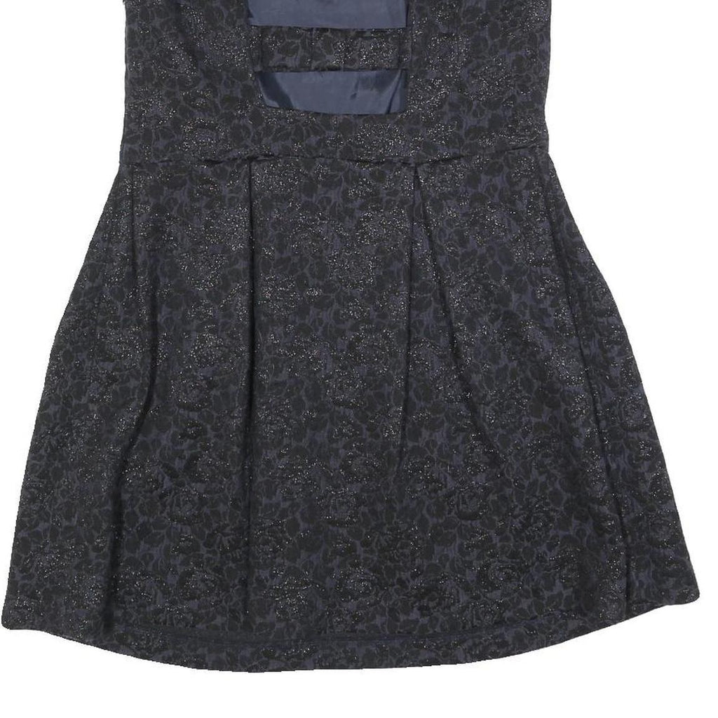 MONSOON Womens Black Glitter Floral Sleeveless Mini Dress Polyester Blend UK 12