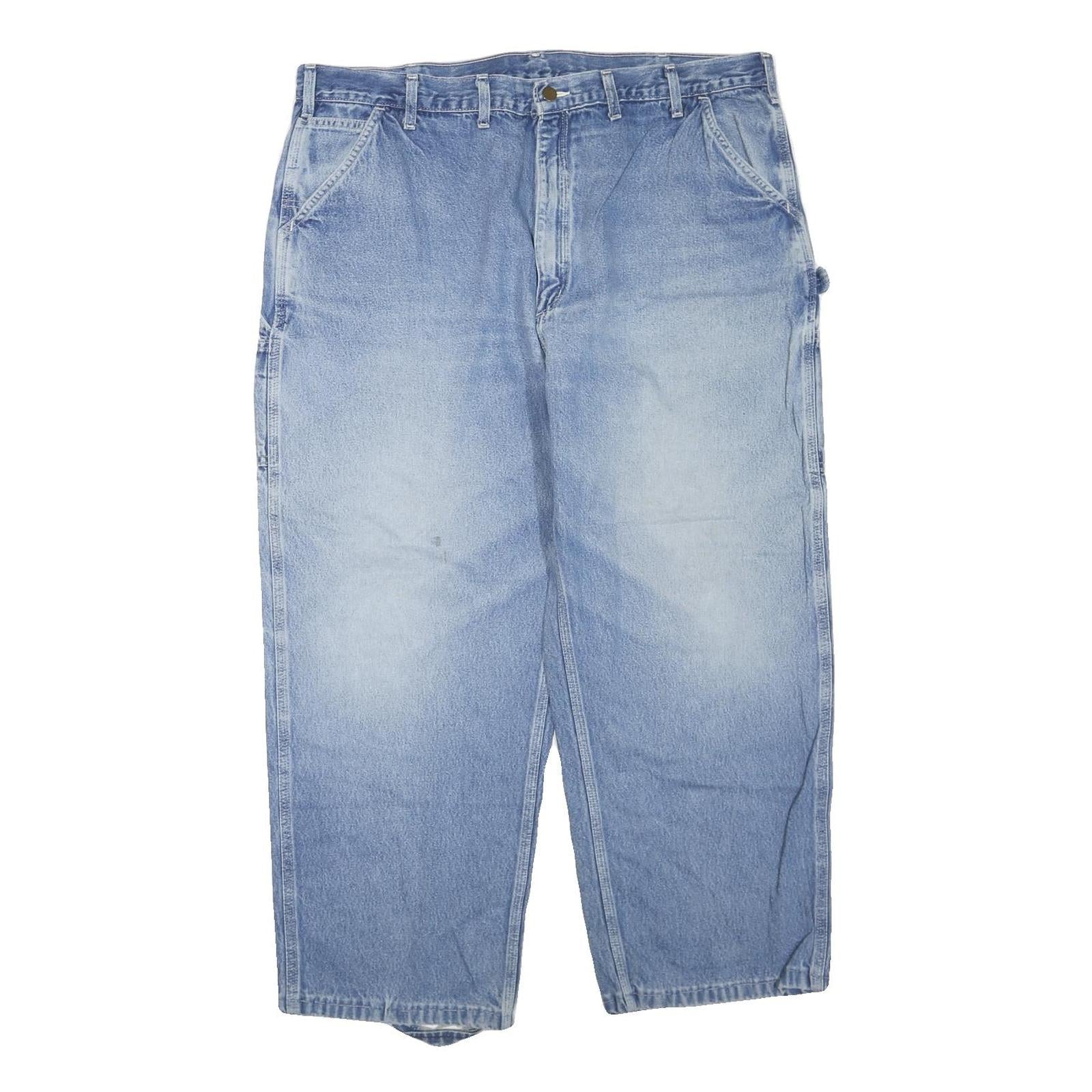 CARHARTT Mens Jeans Blue Regular Straight Denim Medium W44 L28 Workwear Zip