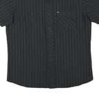 QUICKSILVER Mens Black & Grey Striped Shirt M Cotton Blend Casual Button Collar