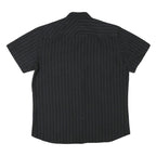 QUICKSILVER Mens Black & Grey Striped Shirt M Cotton Blend Casual Button Collar