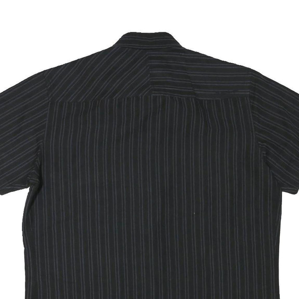 QUICKSILVER Mens Black & Grey Striped Shirt M Cotton Blend Casual Button Collar