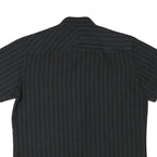 QUICKSILVER Mens Black & Grey Striped Shirt M Cotton Blend Casual Button Collar