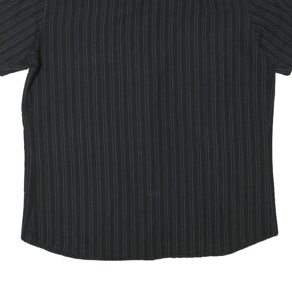 QUICKSILVER Mens Black & Grey Striped Shirt M Cotton Blend Casual Button Collar