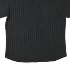 QUICKSILVER Mens Black & Grey Striped Shirt M Cotton Blend Casual Button Collar