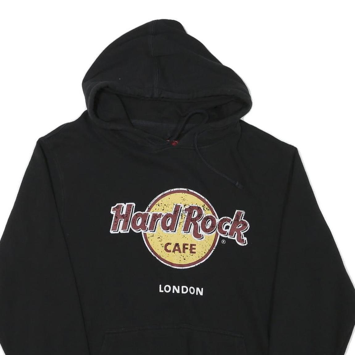 HARD ROCK CAFE Mens Black London Pullover Hoodie L Cotton Blend Casual