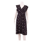HOBBS LONDON All Over Palm Tree Print Womens Fit & Flare Dress Black Midi UK 12