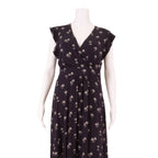 HOBBS LONDON All Over Palm Tree Print Womens Fit & Flare Dress Black Midi UK 12