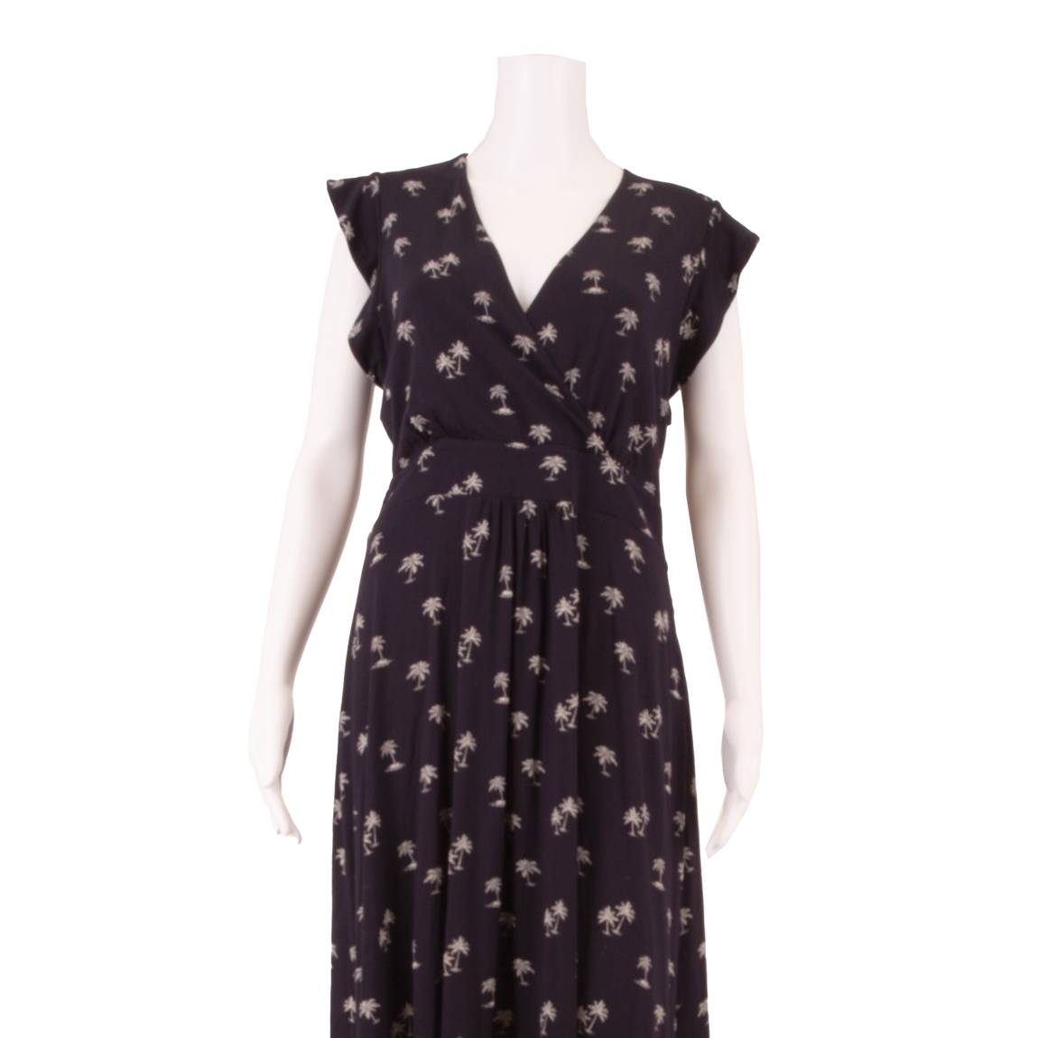HOBBS LONDON All Over Palm Tree Print Womens Fit & Flare Dress Black Midi UK 12