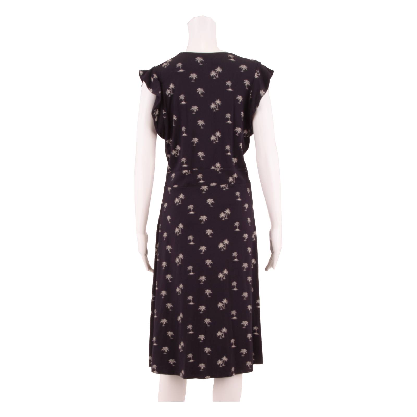 HOBBS LONDON All Over Palm Tree Print Womens Fit & Flare Dress Black Midi UK 12