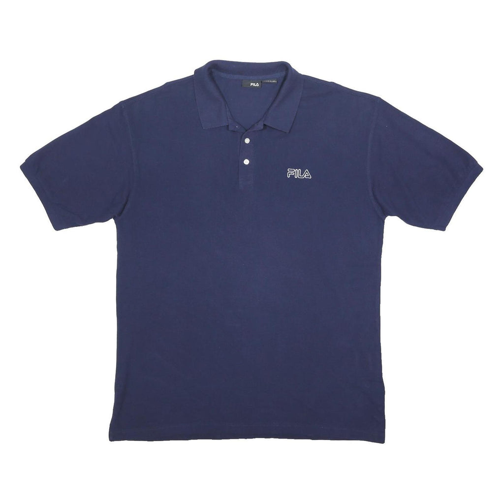 FILA Mens Blue Short Sleeve Plain 2XL Cotton Polo Shirt Casual Summer