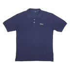 FILA Mens Blue Short Sleeve Plain 2XL Cotton Polo Shirt Casual Summer