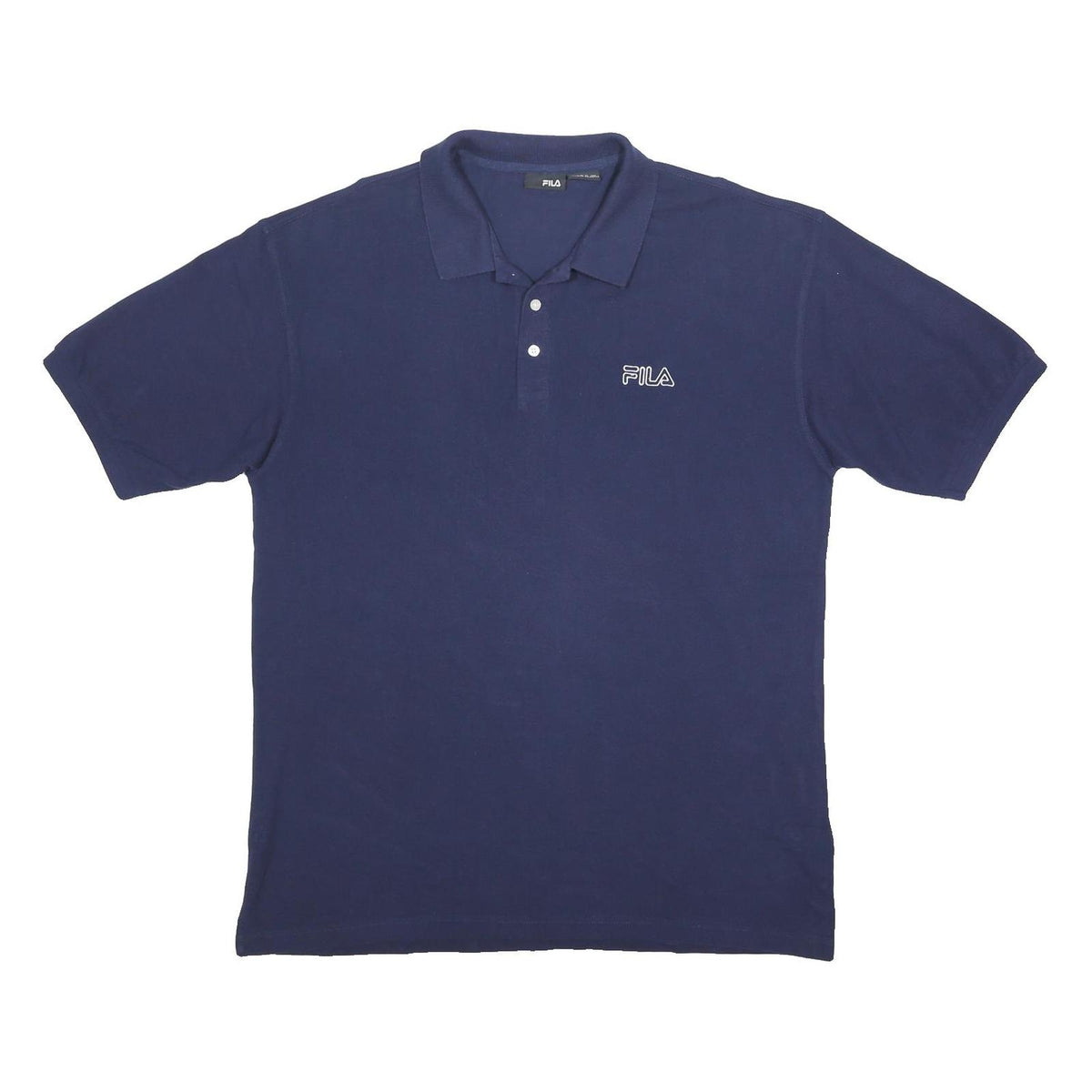 FILA Mens Blue Short Sleeve Plain 2XL Cotton Polo Shirt Casual Summer