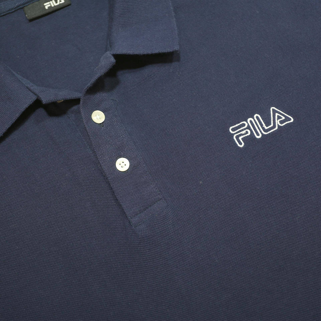 FILA Mens Blue Short Sleeve Plain 2XL Cotton Polo Shirt Casual Summer