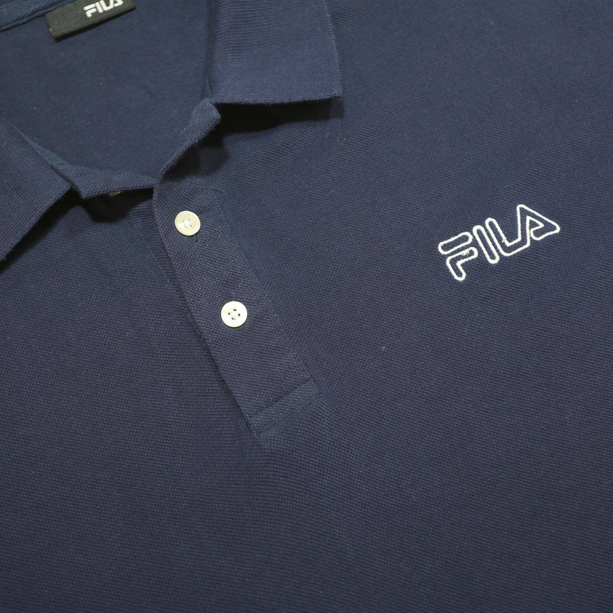 FILA Mens Blue Short Sleeve Plain 2XL Cotton Polo Shirt Casual Summer