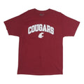 RUSSELL ATHLETIC Mens Maroon Cougars Graphic T-Shirt L Short Sleeve Crew Neck