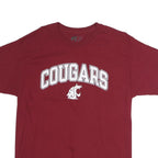 RUSSELL ATHLETIC Mens Maroon Cougars Graphic T-Shirt L Short Sleeve Crew Neck