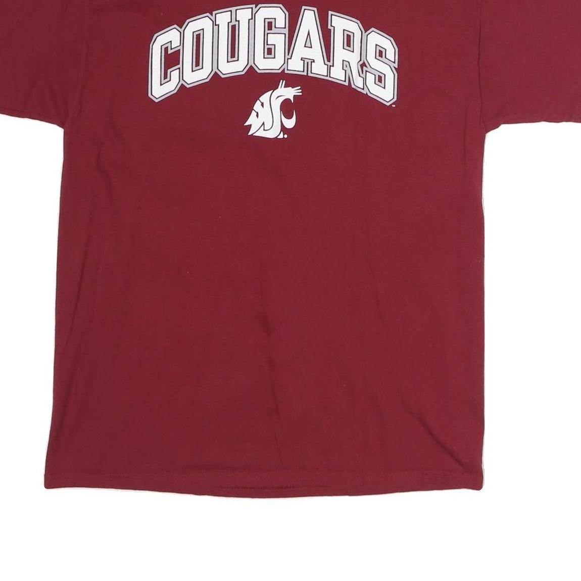 RUSSELL ATHLETIC Mens Maroon Cougars Graphic T-Shirt L Short Sleeve Crew Neck