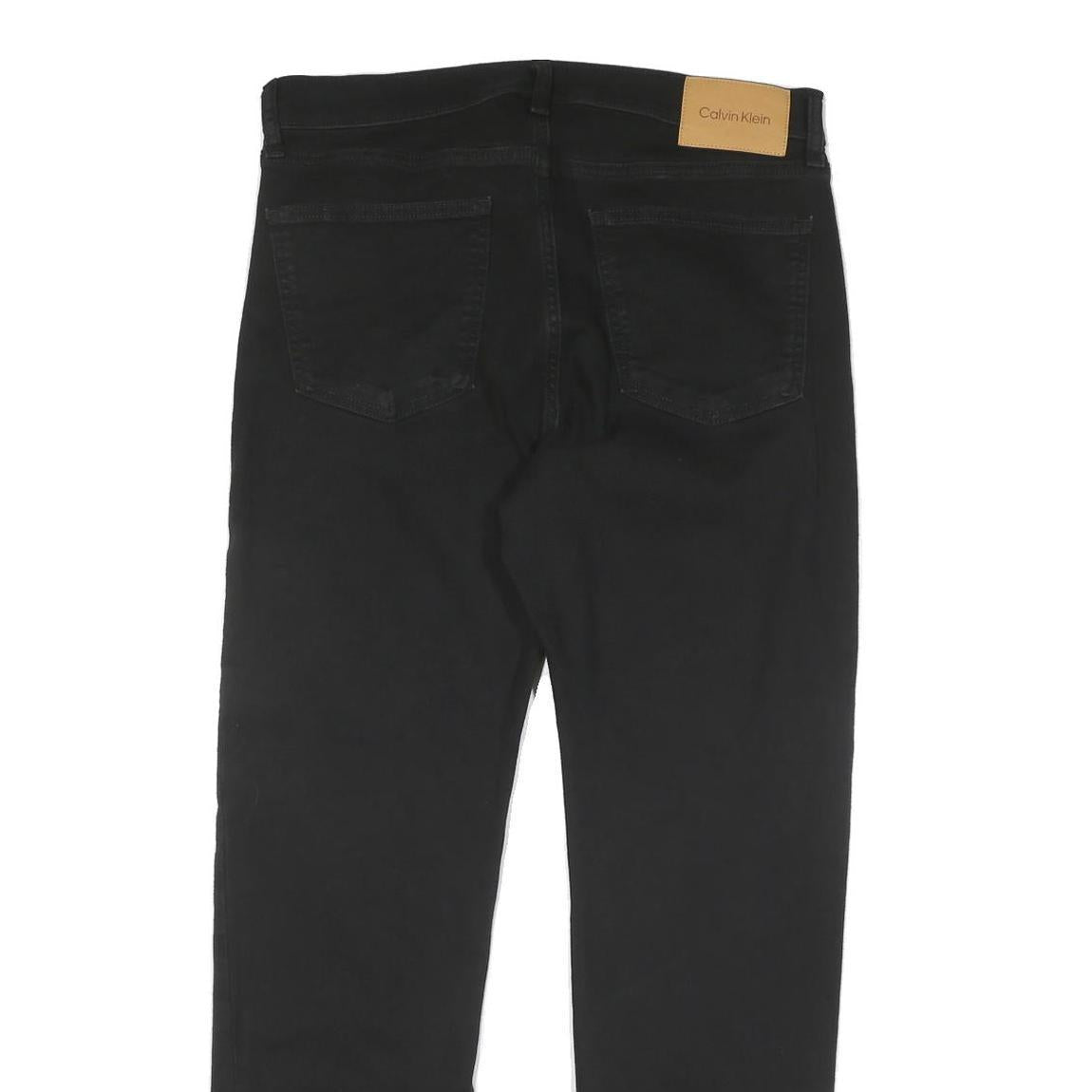 CALVIN KLEIN Mens Regular Black Jeans Denim W34 L30 Classic Cotton Blend Zip