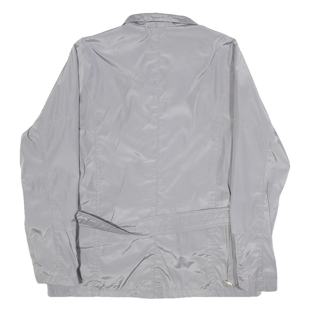 BRUGI Womens Grey Lightweight Jacket L Polyester Blend Zip Belted Casual