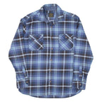 JACHS Mens Flannel Shirt Blue Check Long Sleeve L