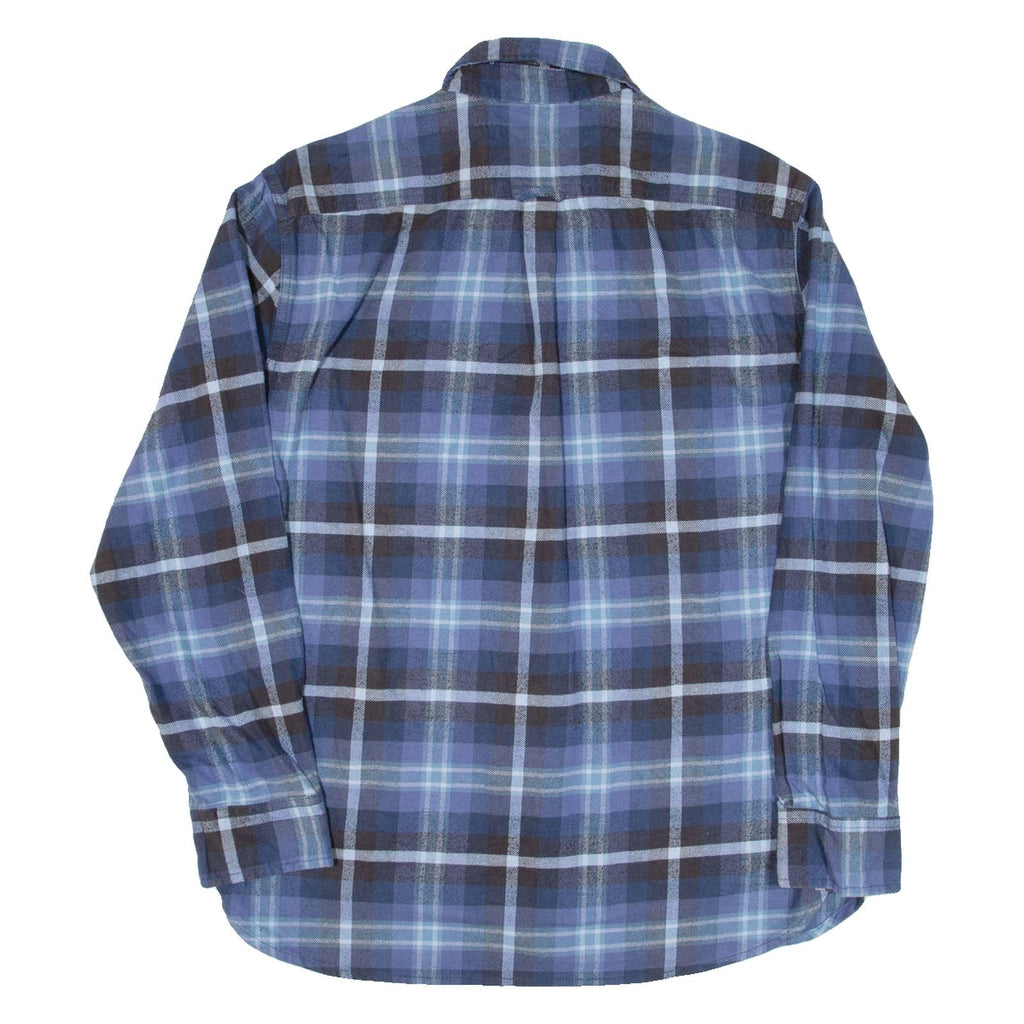 JACHS Mens Flannel Shirt Blue Check Long Sleeve L