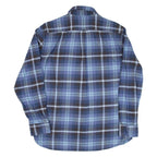 JACHS Mens Flannel Shirt Blue Check Long Sleeve L
