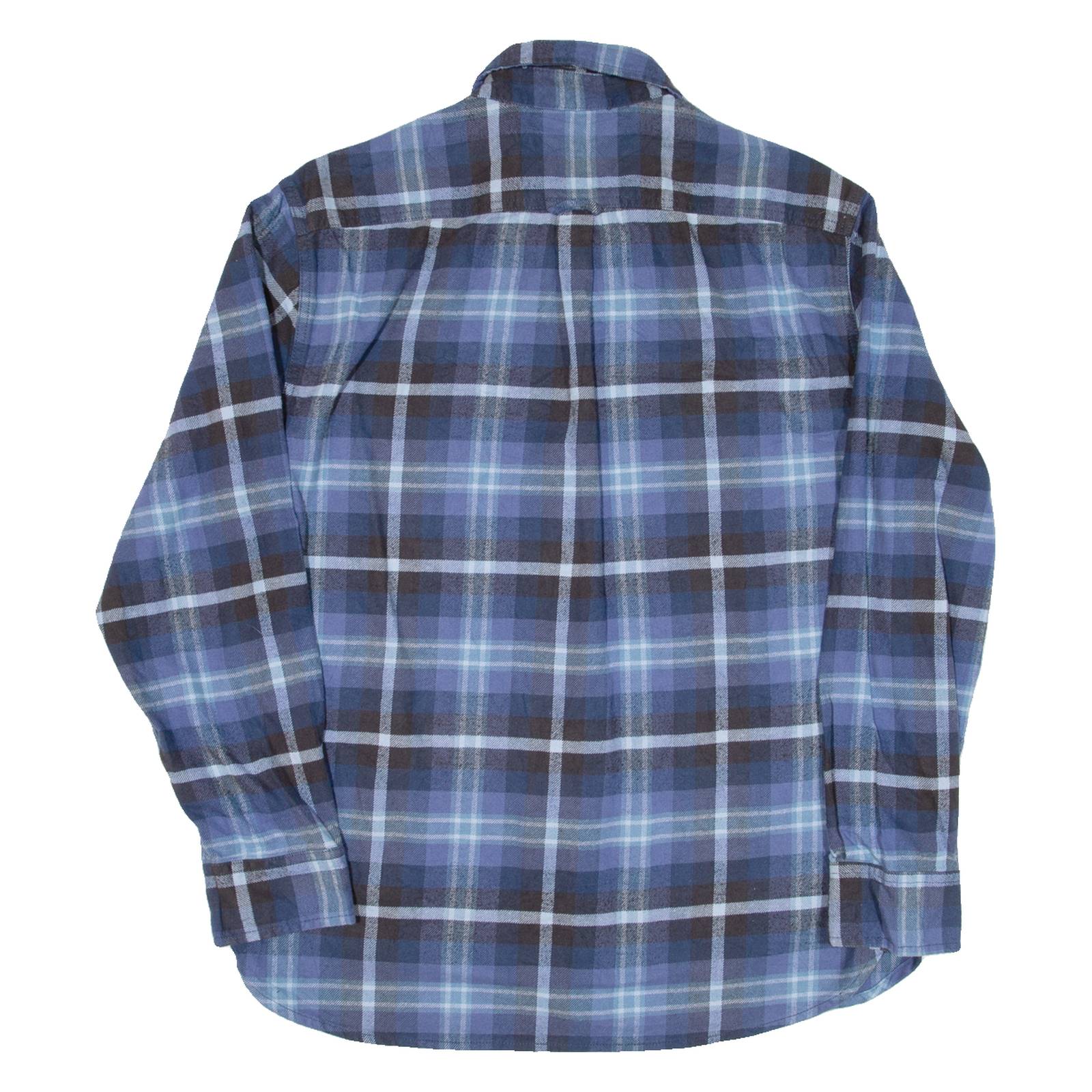 JACHS Mens Flannel Shirt Blue Check Long Sleeve L