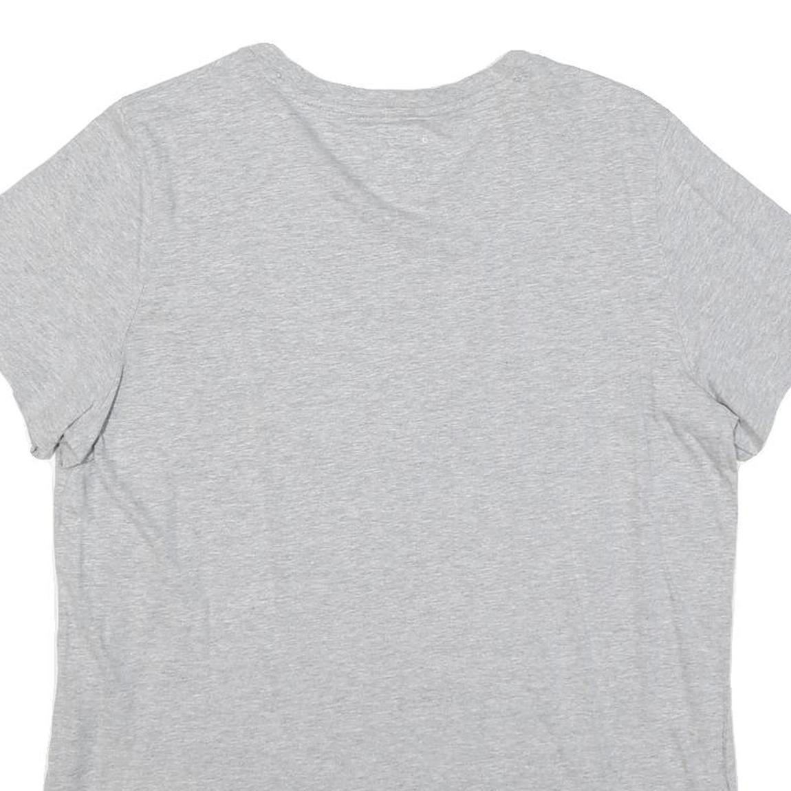 CHAMPION Womens Grey Blue Logo Modern T-Shirt L Short Sleeve Crew Neck Casual