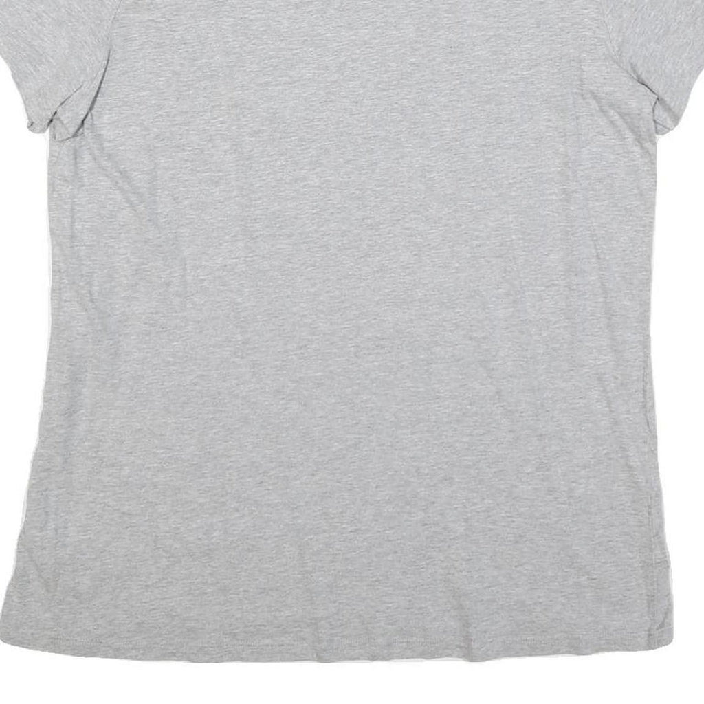 CHAMPION Womens Grey Blue Logo Modern T-Shirt L Short Sleeve Crew Neck Casual