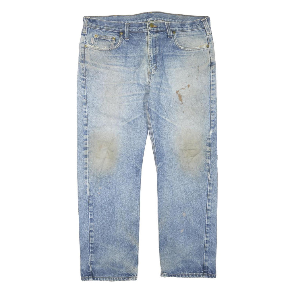 CARHARTT Mens Regular Fit Blue Denim Jeans W38 L30 Casual Workwear Zip Closure